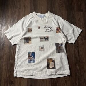 Jungles Dogs of Paris Graphic T Shirt Mens Medium White Cotton Short Sleeve